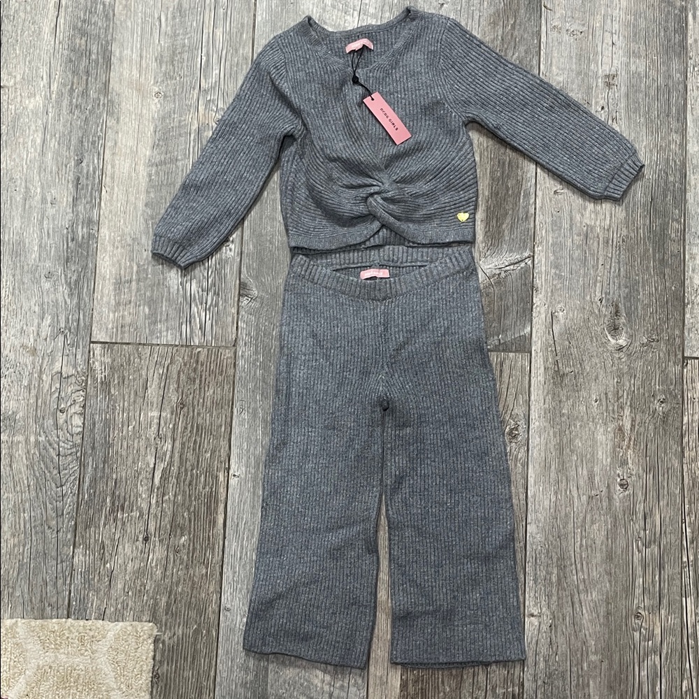 BCBG GIRLS Gray Knit Sweater and Pants Set